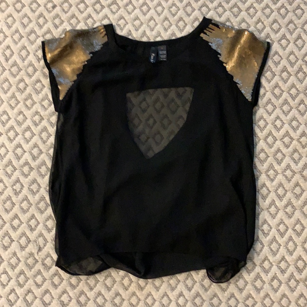 Black and gold sheer top size M